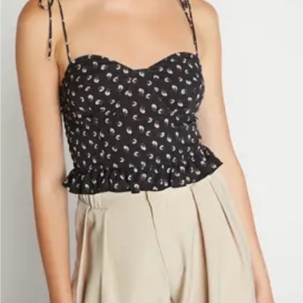 Choosy Black Floral Printed Women's Top Size XS